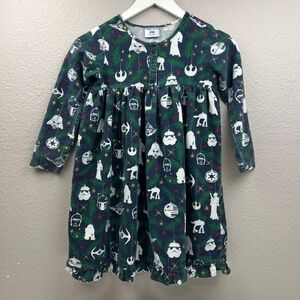Hanna Andersson Star Wars Christmas Flannel Night Gown Sz 120 6-7